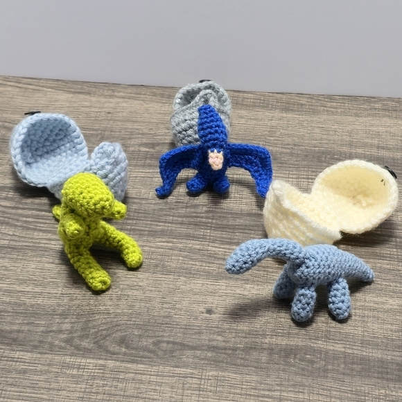 PitterPatterWares Other - Unique Baby Dinasaurs & Eggs, Handmade Kids Toy, Weird Odd Crochet Fidget Funky